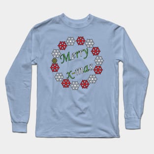 Merry X-mas Typography Design - Coloured 3 Long Sleeve T-Shirt